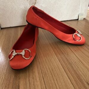 Gucci Vibrant Orange Flats Gold logo horsebit 35 G US 5,5? Ballerina shoes